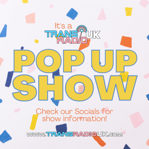 White background with various square and rectangle coloured shapes. Text says Pop Up Show. Check our socials for show information