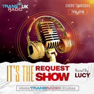 Picture of a mic with headphones. Text says It's the Request show with Lucy. Thirsdays 7pm
