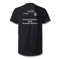 TRUK family logos T Shirt Available in three colours: Black, Pink, and Purple. 'Trans rights are human rights Trans women are women Trans men are men Non binary is valid'