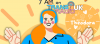 A cartoon picture of a person wearing a blue top with long orange hair sitting in front of a mic. Text says Wake Up Happy weekdays from 7am