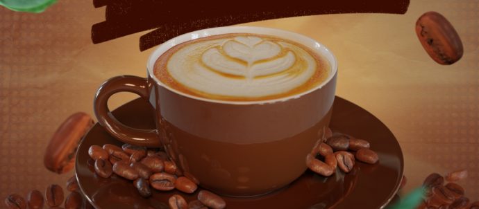 Picture is of a creamy coffee in a cup and saucer with coffee beans sprikled everywhere. Text says Mid Morning Coffee with Zoe Jane. Thursdays 11am-1pm