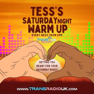 Picture is of two hands forming a heart. Text says Tess's Saturday Night Warm Up